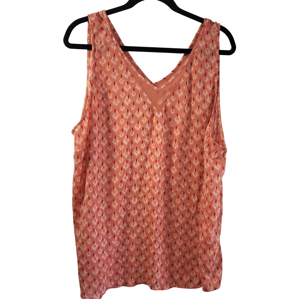 Maurices Pink Semi-Sheer V-Neck Tank Top Geometric Pattern Sleeveless Romantic